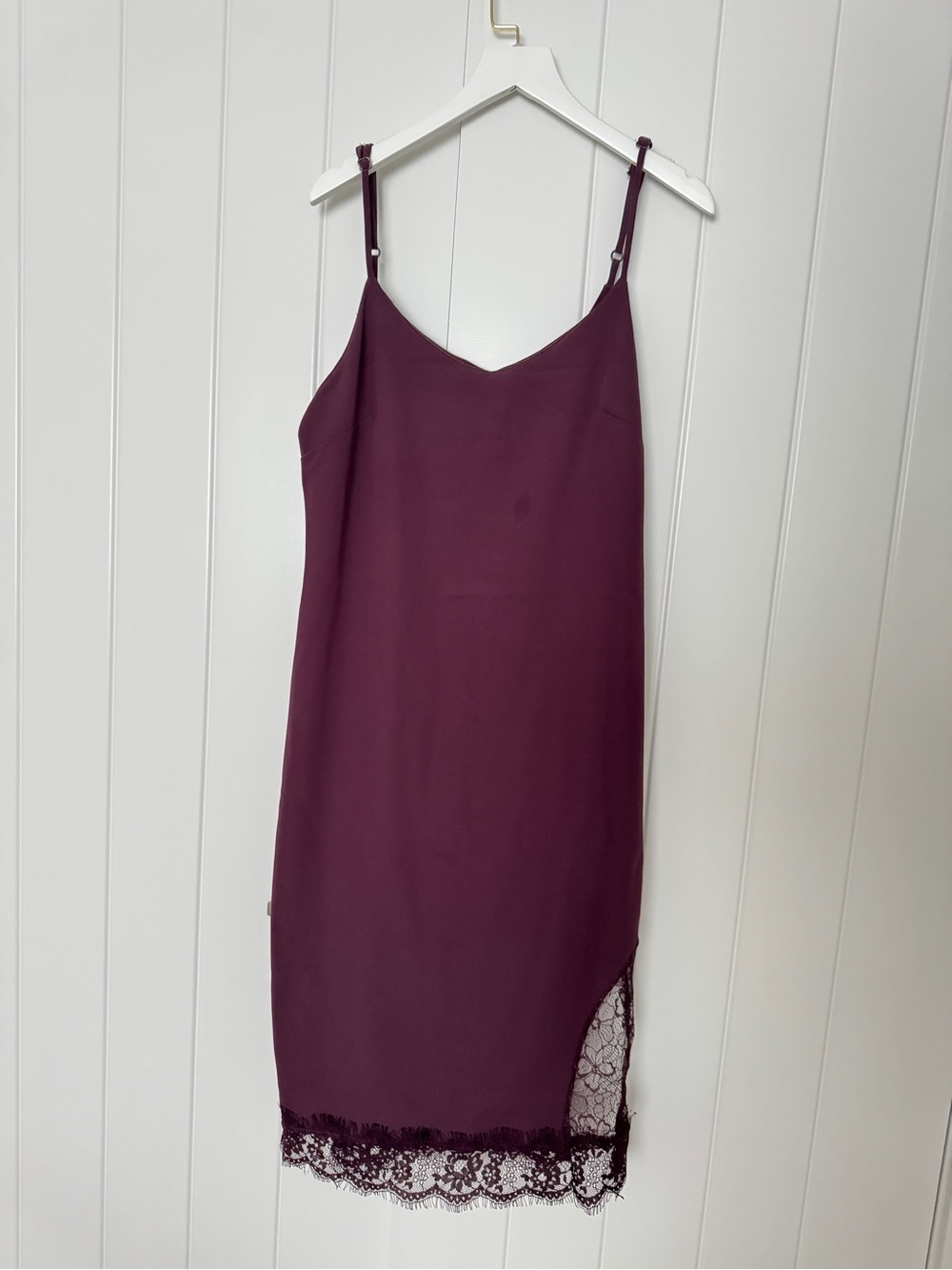 Leith Plum Lace-Hem Slip Dress